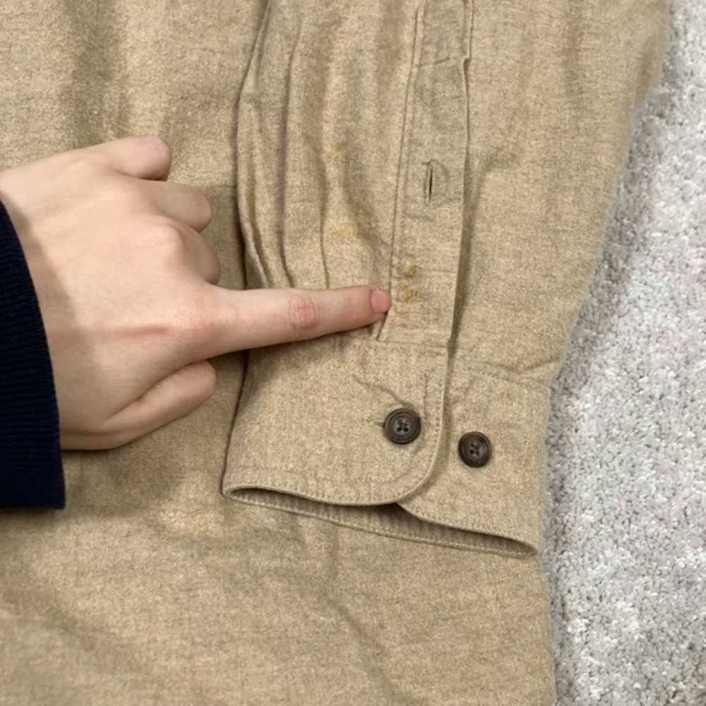 VTG Woolrich Shirt Mens XL Beige Flannel Long Sleeve Button Front Outdoor Casual - Picture 4 of 11